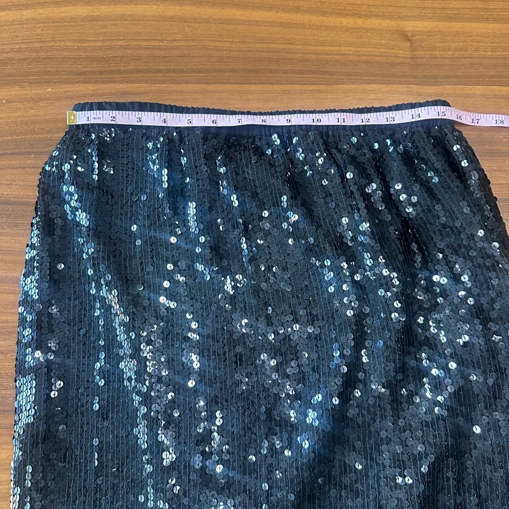 Laurence Kazar Sequin Silk Maxi Skirt Large Black Beaded Formal Vintage Gothic - Picture 2 of 9